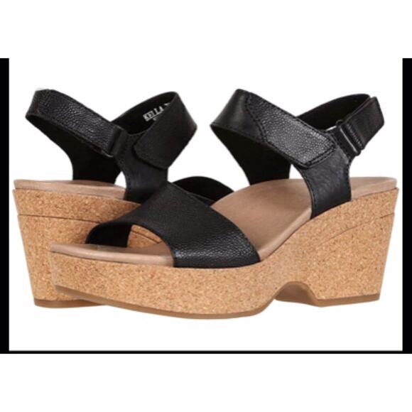 Earth Sandals Dark Academia Size 11 Khaya Kella Leather Open Toe Platform Black - Picture 8 of 8